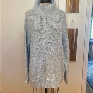 Anthropologie Blue Chunky Knit Turtleneck Sweater